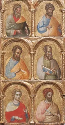 Detalle de Madonna y Niño con Ángeles, la Crucifixión y Doce Apóstoles o Santos